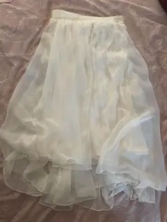 NICE CLAUP ホワイト シフォン フレアスカート