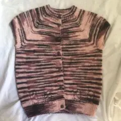 一点物　ストライプ柄　ピンク　ニットベスト