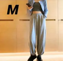 【ワイドスウェットパンツ】レディース　変形　グレー　M　ボトムス　ゆったり