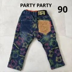 パーティパーティ 長ズボン もこもこ 裏起毛 デニムパンツ 90サイズ