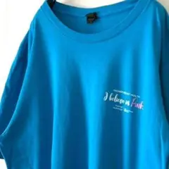 ディストリクト ビリーブ イン ピンク Tシャツ L ライトブルー 水色 古着