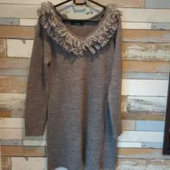 ミスティックmystic フリル付きニット　ワンピース　長袖ニット