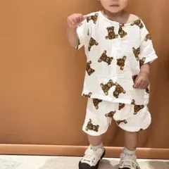 くまちゃんプリント パジャマ 80サイズのサムネイル