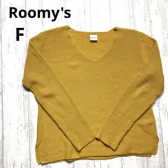 Roomy's マスタードイエロー Vネック長袖ニット フリーサイズ
