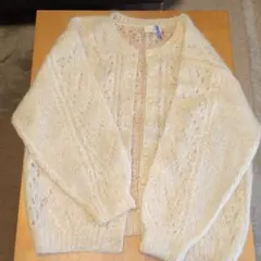 アイボリー モヘア混合 カーディガン