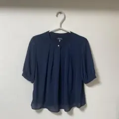【当日発送】オリヒカ　半袖ブラウス　ネイビー　Ｓ