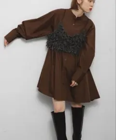 KBF WIDEフレアミニシャツワンピース 美品