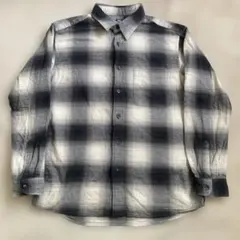 ユニクロ オンブレチェック コットンフランネルシャツ シャドーチェック M 黒