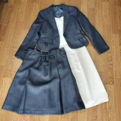 ネイビー系ジャケットとワンピーススカートセット 11号3点セット