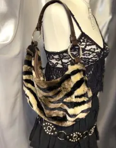 Y2k archive グランジ ゼブラ柄 ファートートバッグ 平成ギャル