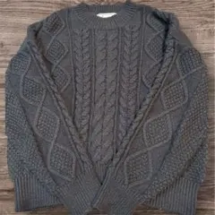 ロペピクニック ケーブル編み ニット セーター ブラック 38 M