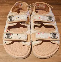 CHANEL シャネル ツイード サンダル ココマーク　38のサムネイル