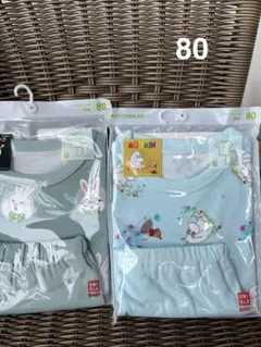 即購入可＊ユニクロ　ドライパジャマ半袖80 新品2点セットムーミン&めがねうさぎ