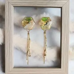 ハニカム型アクセサリー／ピアス・イヤリング◇hexagon_green