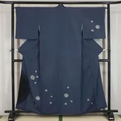紺　こけしの刺繍　正絹付下げ訪問着　155cm　l676