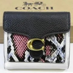 ☆新品未使用☆COACH ウォレット 二つ折財布 ホワイト&蛇柄黒