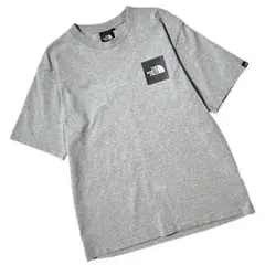 【美品】ノースフェイス　半袖　Tシャツ　ロゴプリント　スクエアロゴ　グレー　M