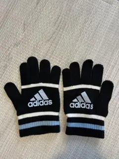 adidas キッズ手袋 滑り止め付き 黒・水色