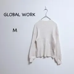 グローバルワーク リブニット M アイボリー 長袖 サイズ