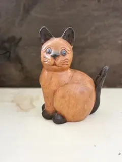 昭和レトロ 木彫りシャム猫 オブジェ 2体セット - メルカリ