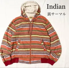 【裏地サーマル】Indian インディアン メキシカン フルジップパーカー 総柄