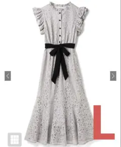 GRLグレイル　k8625w リボンベルト付きマーメイドレースワンピース　L