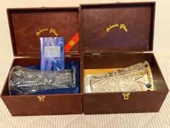 ボヘミアクリスタル チェコ製 ハンドカット 花瓶 ケース付き 2個セット