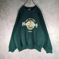 【希少カラー】USA製 ハードロックカフェ PARIS スウェット XL 深緑