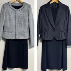 グレー・ダークグレー・ネイビーのワンピーススーツ　セット　11号　セレモニー