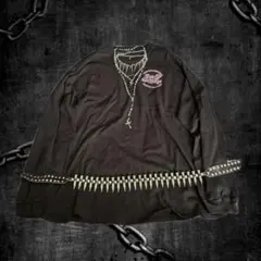 ピンク英文字　ビックシルエットロンT y2k 平成ギャル　グランジ　パンク