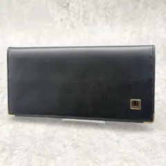 ダンヒルdunhill ロゴプレート ゴールド角金具 レザー長財布 札入れ 黒