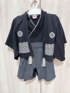 即日発送！黒の和風ベビー着物 (95cm以下)
