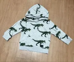恐竜柄フード付きパーカー グレー