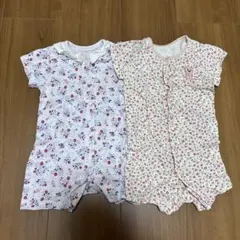 花柄ロンパース2枚セット 60〜70cm