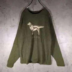 【人気】DOG DEPT アニマルニット セーター 犬ロゴ カーキ 緑 オリーブ