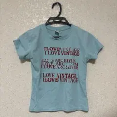 Y2k TシャツI LOVE VINTAGE ロゴ 半袖 Tシャツ ライトブルー
