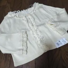 新品☆INGNI イング アイボリー フリル5分袖ニットカーディガン Mサイズ