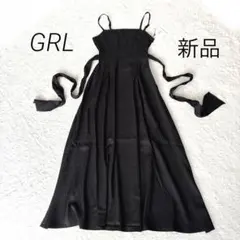 新品✨GRL グレイル ウエストリボン フレア ロング キャミ ワンピース