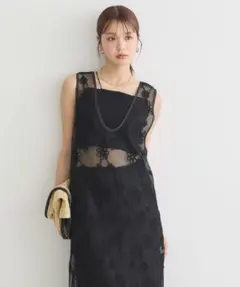 【earth】コード刺繍ベスト(ブラック/Free)