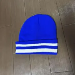 ニット帽(青白)