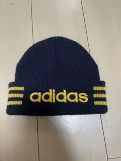 adidas ネイビー ニット帽 3本ライン