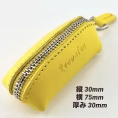 新品 小銭入れ 極小 本革 コインケース YKKファスナー イエロー