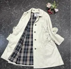 バーバリーズ ステンカラーコート ノバチェック ベージュ系 ベルト付 S