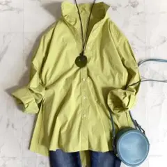 美品＊H B&Y ユナイテッドアローズ コットンナイロンスリットシャツ イエローのサムネイル