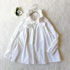 ナチュラルビューティベーシック ビッグボウタイブラウス 白