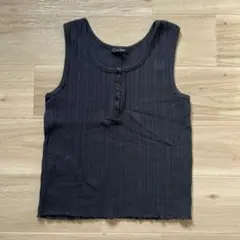 リブ編みダークグレータンクトップ S