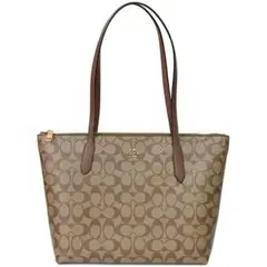 極美品 COACH トートバッグ PVC ブラウン シグネチャー F58292
