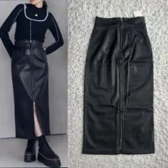 【新品タグ付】ムルーア マルチウェイナローフェイクレザースカート/タイトスカート