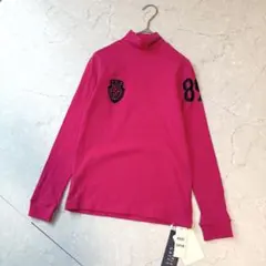 未使用 PEARLY GATES ハイネック シャツ 0 ピンク ロゴ タグ付き