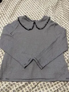 ZARA ストライプ フリル襟 長袖シャツ 11-12歳